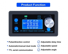 DC 5-30V CNC Stepper Motor Controller, 1/128 Micro-Step Resolution Forward Reverse Delay Time Angle Speed Adjustable Stepper Motor Control Module with HD Display Suit for Nema17/23 Motor